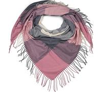 styleBREAKER chal cuadrado XXL de mujer con motivo a cuadros y deshilachados largos, invierno, estola, pañuelo 01017116, color:Rosa-gris-crema