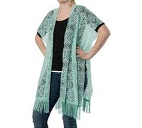 styleBREAKER Chaleco en óptica de Ganchillo en diseño de Flores con deshilachados, sin Cierre, Verano, señora 08010021, Color:Menta