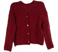 styleBREAKER Chaqueta de Punto Boucle para Mujer con Botones en la Parte Delantera, Color sólido, Chaqueta de Punto Bouclé, Talla única 08010081, Color:Vino Tinto