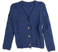 styleBREAKER Chaqueta de Punto Boucle para Mujer con Botones en la Parte Delantera, Color sólido, Chaqueta de Punto Bouclé, Talla única 08010081, Color:Azul Royal