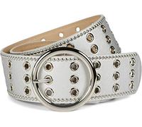 styleBREAKER Cinturón ancho para señoras con remaches en los agujeros y hebilla redonda, cinturón con remaches, cinturón de cintura, acortable 03010122, color:Plata, Talla:95cm