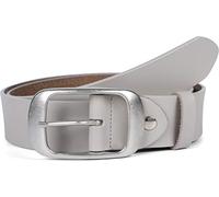styleBREAKER cinturón de cuero auténtico monocolor con superficie brillante y hebilla grande, acortable, unisex 03010104, color:Gris-claro, Talla:80cm