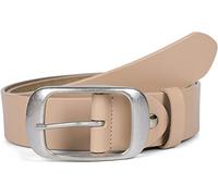 styleBREAKER cinturón de cuero auténtico monocolor con superficie brillante y hebilla grande, acortable, unisex 03010104, color:Beige, Talla:80cm