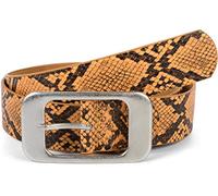 styleBREAKER cinturón de mujer en óptica de piel de serpiente con una gran hebilla rectangular, acortable 03010101, color:Curry, Talla:85cm