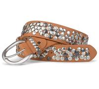 styleBREAKER cinturón de remaches de piel auténtica en estilo vintage, reducible 03010024, tamaño:95cm, color:Camel