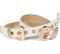 styleBREAKER Cinturón de señora con doble hebilla dorada y remaches en forma de agujero, cinturón B-Low, cinturón de cintura, acortable 03010121, color:Blanco, Talla:100cm