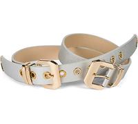 styleBREAKER Cinturón de señora con doble hebilla dorada y remaches en forma de agujero, cinturón B-Low, cinturón de cintura, acortable 03010121, color:Plata, Talla:105cm