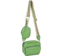 styleBREAKER Conjunto de bolsos bandolera para mujer, correa de hombro estampada y monedero ovalado, bolso cruzado rectangular de un solo color 02012405, color:verde