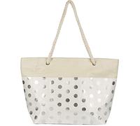 styleBREAKER Damas XXL Bolsa de playa grande con estampado de puntos metálicos y cremallera, bolso de hombro, comprador 02012342, color:Beige-Plata