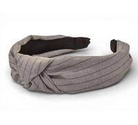 styleBREAKER Diadema de mujer con nudo y rayas,Gris | Superficie extra ancha de 5,5 cm. Funda 100% poliéster, ajustable para contornos de 54-58 cm, sin presión.