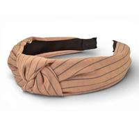 styleBREAKER Diadema de mujer con nudo y rayas,Marrón claro | Superficie extra ancha de 5,5 cm. Funda 100% poliéster, ajustable para contornos de 54-58 cm, sin presión.