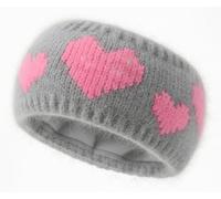 styleBREAKER Diadema de punto para mujer con diseño de corazón y forro polar | Hecha en Europa - Cálida diadema de invierno orejera 56-59 cm, color:Gris - rosa