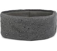 styleBREAKER Diadema para mujer con piedras de strass y suave forro de forro polar, diadema de punto fino, banda para la cabeza cálida 04026003, color:Gris
