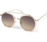 styleBREAKER Gafas de sol para mujer con lentes redondas y doble montura, lentes de policarbonato, aspecto hippie 09020122, color:Dorado montura / Marrón vidrio corrido