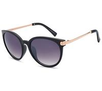 styleBREAKER Gafas de sol para mujer en forma de ojos de gato, montura de plástico con borde completo y patillas de metal 09020073, Dorado-negro montura/Gris vidrio corrido