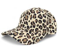 styleBREAKER Gorra Baseball Mujer con Estampado Leopardo, Basecap 6 Paneles de Algodón, Visera Curvada, Ajustable y Transpirable, Color:Beige