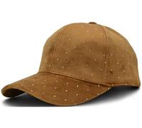styleBREAKER Gorra de béisbol de Mujer con Remaches de estrás | Gorra de Terciopelo de 6 Paneles con Visera Curva | Gorra de Color Liso Ajustable con Cierre de Gancho y Bucle 56-59 cm, Camel