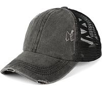 styleBREAKER Gorra de béisbol para Mujer con Acabado Lavado Desgastado, Panel de Malla, Ajustable, para coleta Alta, Ideal para Verano y Ocio, Negro