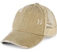 styleBREAKER Gorra de béisbol para Mujer con Acabado Lavado Desgastado, Panel de Malla, Ajustable, para coleta Alta, Ideal para Verano y Ocio, Beige