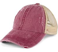 styleBREAKER Gorra de béisbol para Mujer con Acabado Lavado Desgastado, Panel de Malla, Ajustable, para coleta Alta, Ideal para Verano y Ocio, Vino Tinto