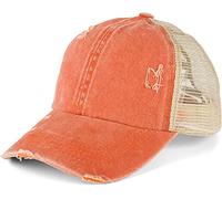 styleBREAKER Gorra de béisbol para Mujer con Acabado Lavado Desgastado, Panel de Malla, Ajustable, para coleta Alta, Ideal para Verano y Ocio, Albaricoque