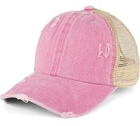 styleBREAKER Gorra de béisbol para Mujer con Acabado Lavado Desgastado, Panel de Malla, Ajustable, para coleta Alta, Ideal para Verano y Ocio, Rosa