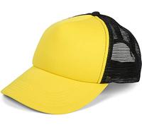 styleBREAKER Gorra de Camionero Unisex de 5 Paneles con Malla Transpirable, Cierre Ajustable con Clic, diseño Ligero y ventilado para Hombres y Mujeres, Amarillo-Negro