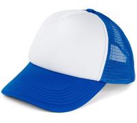 styleBREAKER Gorra de Camionero Unisex de 5 Paneles con Malla Transpirable, Cierre Ajustable con Clic, diseño Ligero y ventilado para Hombres y Mujeres, Blanco-Azul Real