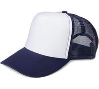 styleBREAKER Gorra de Camionero Unisex de 5 Paneles con Malla Transpirable, Cierre Ajustable con Clic, diseño Ligero y ventilado para Hombres y Mujeres, Blanco-Azul Marino