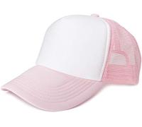 styleBREAKER Gorra de Camionero Unisex de 5 Paneles con Malla Transpirable, Cierre Ajustable con Clic, diseño Ligero y ventilado para Hombres y Mujeres, Blanco-Rosa bebé