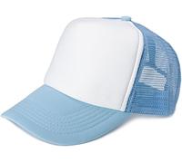 styleBREAKER Gorra de Camionero Unisex de 5 Paneles con Malla Transpirable, Cierre Ajustable con Clic, diseño Ligero y ventilado para Hombres y Mujeres, Blanco-Azul Claro