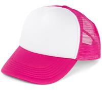 styleBREAKER Gorra de Camionero Unisex de 5 Paneles con Malla Transpirable, Cierre Ajustable con Clic, diseño Ligero y ventilado para Hombres y Mujeres, Blanco-Frambuesa