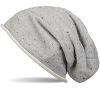 styleBREAKER Gorro Beanie clásico con Aplicaciones de Remaches de estrás y Borde Enrollado, cálido, Unisex 04024024, Color:Gris-Claro