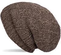 styleBREAKER Gorro Beanie de Chenilla con Motivo Trenzado en óptica de Tablero de ajedrez y Forro Interior Polar, Unisex 04024159, Color:Marrón