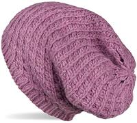 styleBREAKER Gorro Beanie de Punto Unisex de Punto Grueso, Slouch, Beanie Largo, Gorro de Punto de Invierno 04024158, Color:Malva