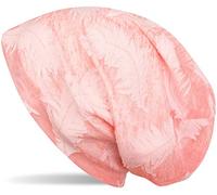 styleBREAKER Gorro Beanie Unisex Estampado Plumas | Gorro beanie largo, tejido elástico, suave y semitransparente. Talla única, ancho 26 cm.