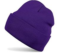 styleBREAKER Gorro Beanie Unisex Liso, Gorro de Punto Fino de Invierno con Vuelta Ancha, Beanie elástico Mujer y Hombre, Púrpura