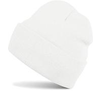 styleBREAKER Gorro Beanie Unisex Liso, Gorro de Punto Fino de Invierno con Vuelta Ancha, Beanie elástico Mujer y Hombre, Blanco