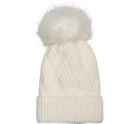 styleBREAKER Gorro de Mujer de Punto con pompón con Motivo de Punto Acanalado Diagonal y Forro Polar, Gorro de Invierno con pompón de Pelo, Pelo Artificial 04024167, Color:Blanco-Crema