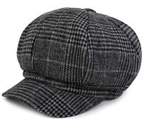 styleBREAKER Gorro de Mujer Estilo Bakerboy con patrón de Cuadros Glencheck, Gorra de Globo, Newsboy Cap, Gorra de Conductor 04023060, Color:Gris-Negro