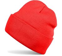 styleBREAKER Gorro de niño, Gorro de Punto con ala Ancha, Gorro de Punto Fino, Gorro para niños de 2 a 5 años 04024030, Color:Rojo