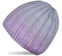 styleBREAKER Gorro de Punto Unisex con Degradado de Colores y diseño de Punto Acanalado, Forro Polar térmico, Gorro de Invierno 04024196, Color:Lila-Gris