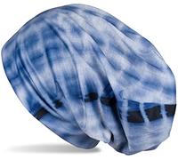 styleBREAKER Gorro de Tela Unisex con Estampado de Rayas Batik, Gorro Largo y Ligero con Degradado 04024187, Color:Azul Oscuro-Azul