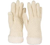 styleBREAKER Guantes de invierno para damas con estampado de perlas y vellón, guantes de punto térmico, guantes para los dedos 09010032, color:Beige