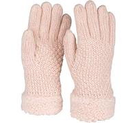 styleBREAKER Guantes de invierno para damas con estampado de perlas y vellón, guantes de punto térmico, guantes para los dedos 09010032, color:Rosa palo