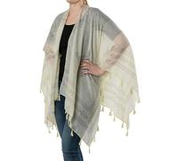 styleBREAKER Ligero Poncho de Verano con Motivo étnico, borlas, Playa, Estilo Boho, señora 08010022, Color:Amarillo