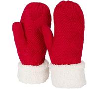 styleBREAKER Manoplas de punto de invierno para damas, guantes con patrón de diamantes, termo polar, guantes de punto 09010031, color:Rojo