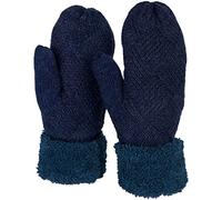 styleBREAKER Manoplas de punto de invierno para damas, guantes con patrón de diamantes, termo polar, guantes de punto 09010031, color:Azul oscuro