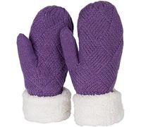styleBREAKER Manoplas de punto de invierno para damas, guantes con patrón de diamantes, termo polar, guantes de punto 09010031, color:Violeta