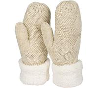 styleBREAKER Manoplas de punto de invierno para damas, guantes con patrón de diamantes, termo polar, guantes de punto 09010031, color:Beige